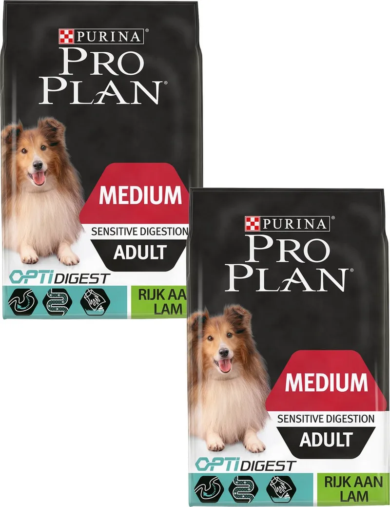 Dog Adult Medium Sensitive Digestion Lam - Hondenvoer - 2 x 14 kg de Purina Pro Plan – photo produit