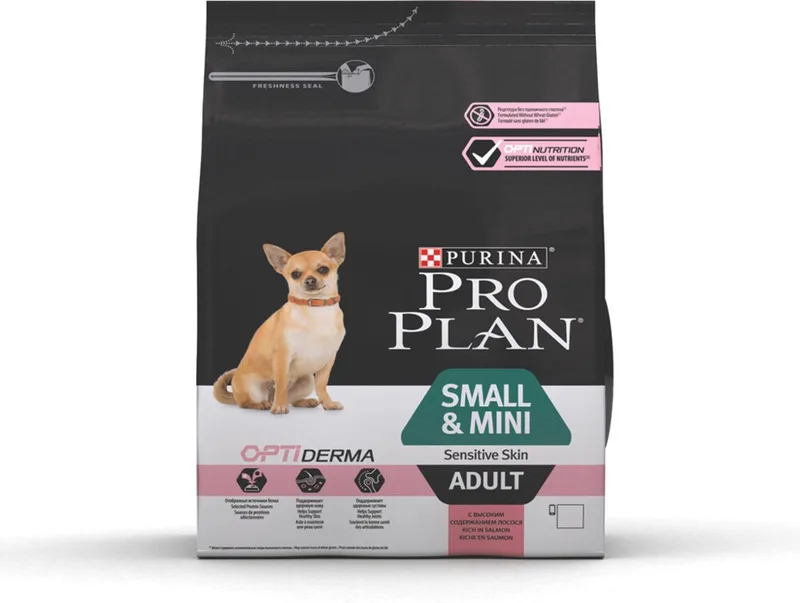 Dog Adult Small & Mini Breed Sensitive - Hondenvoer - 4 x Zalm 3 kg de Purina Pro Plan – photo produit