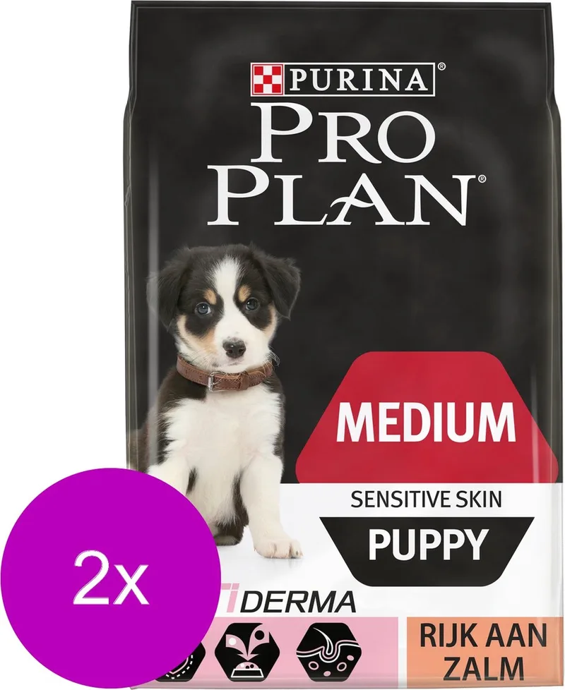 Dog Puppy Medium Breed Sensitive Zalm - Hondenvoer - 2 x 12 kg von Purina Pro Plan – Produktfoto