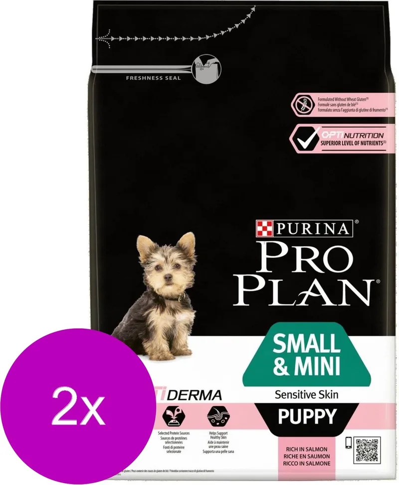 Dog Puppy Small & Mini Breed Sensitive Skin - Hondenvoer - 2 x Zalm 3 kg von Purina Pro Plan – Produktfoto