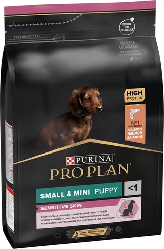 Dog Puppy Small & Mini Breed Sensitive Skin - Hondenvoer - Zalm 3 kg de Purina Pro Plan – photo produit 1 sur 6