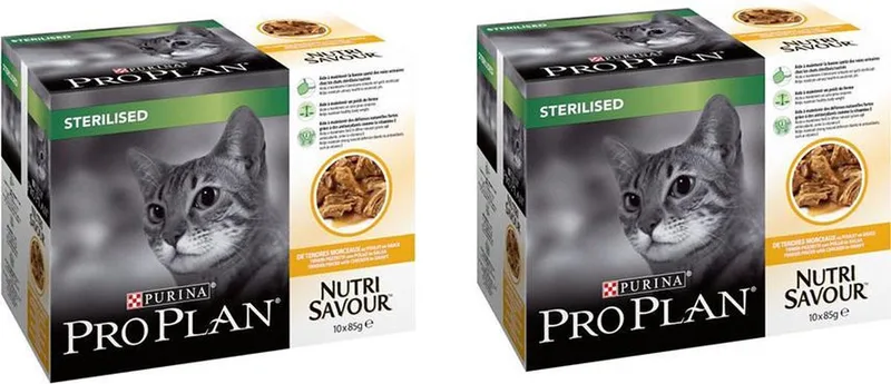 kattenvoer Sterilised Nutrisavour Kip-Poulet 10x85g per 2 verpakkingen!! de Purina Pro Plan – photo produit