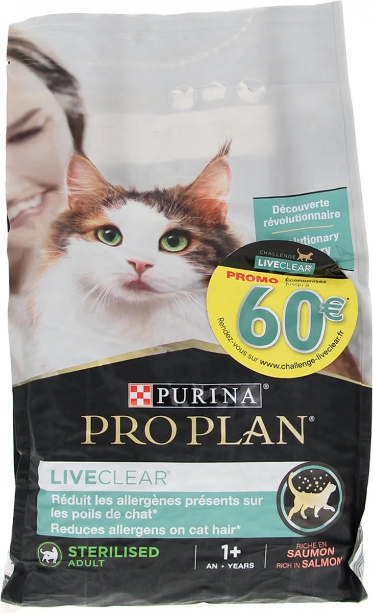 LIVECLEAR Droogvoer rijk aan zalm - voor gesteriliseerde volwassen katten (1 jaar en ouder) - 1,4 kg by Purina Pro Plan – product photo