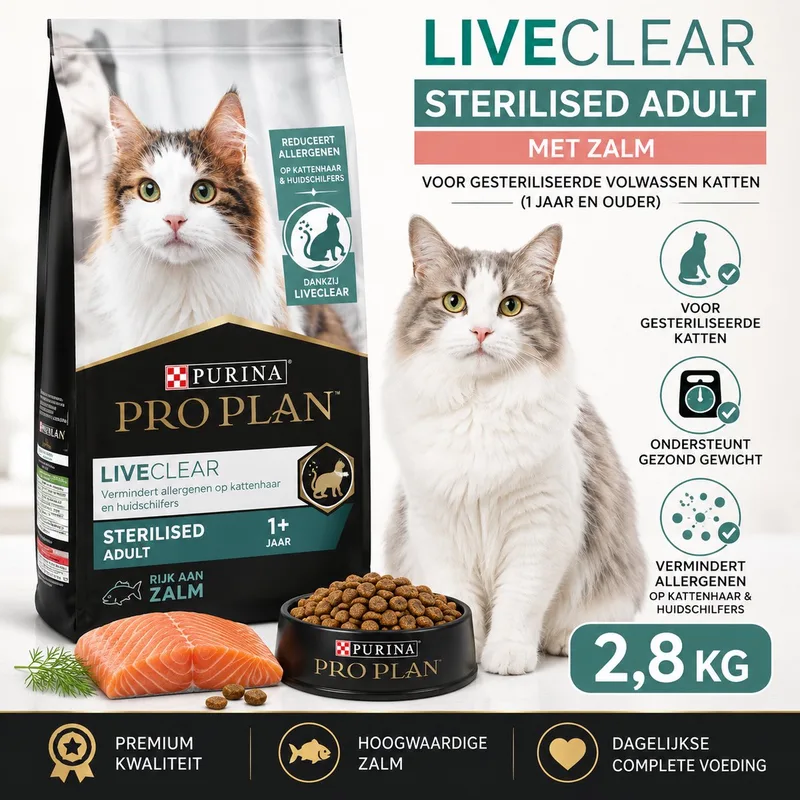 LiveClear Sterilised Adult Zalm 2,8 kg - Droogvoer voor Gesteriliseerde Katten - Kattenbrokken by Purina Pro Plan – product photo