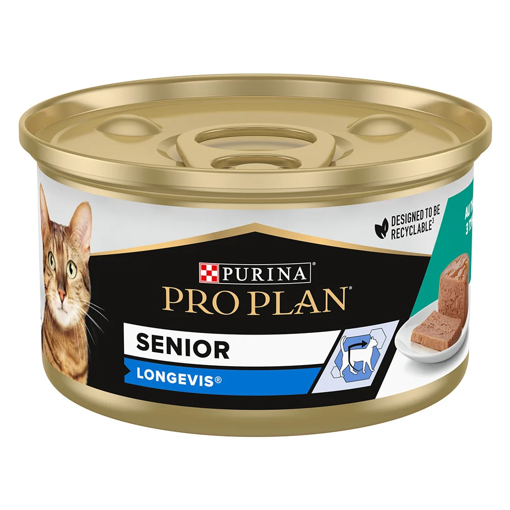 Pâtée Longevis Mousse au thon pour Chat Senior +7 1 x85 gr de Purina Pro Plan – photo produit