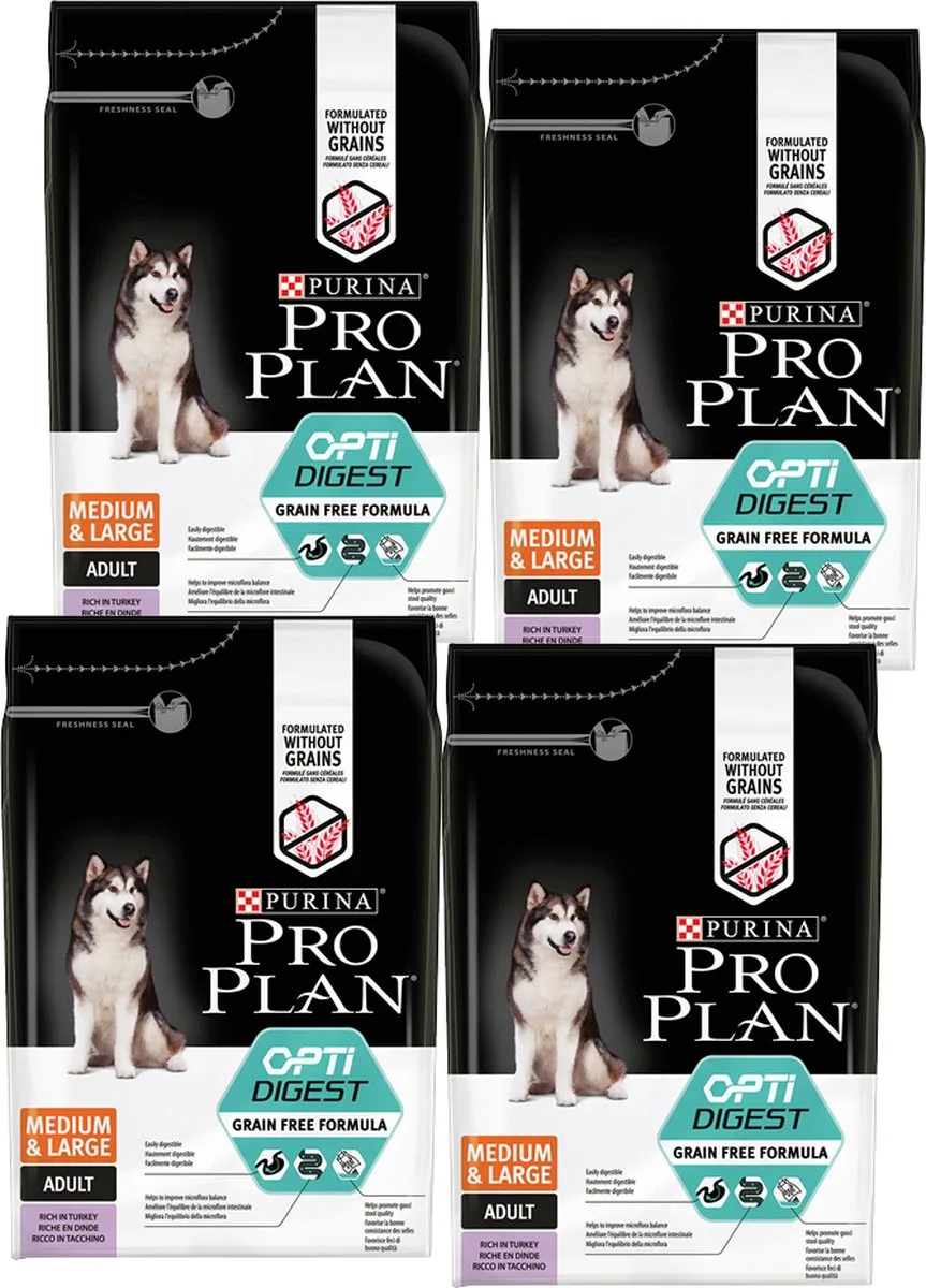 Optidigest Adult Grain Free Medium - Large - 4 X 2.5 kg van Purina Pro Plan – productfoto