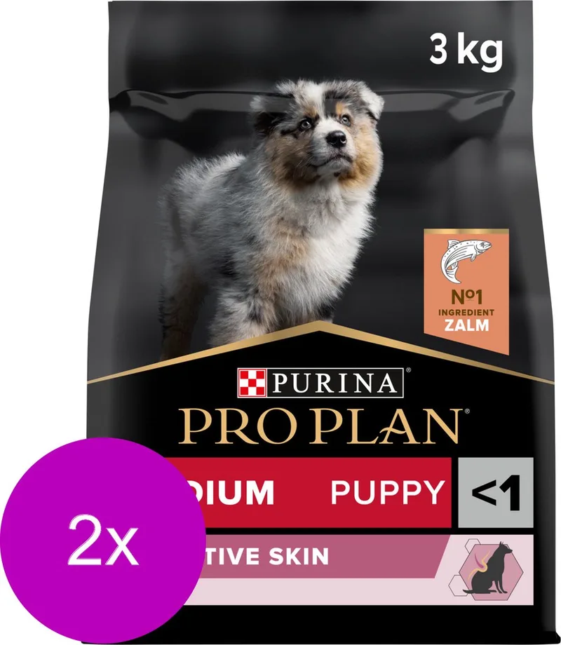 Puppy Medium Sensitive Skin - Zalm - Hondenvoer - 2 x 3 kg by Purina Pro Plan – product photo
