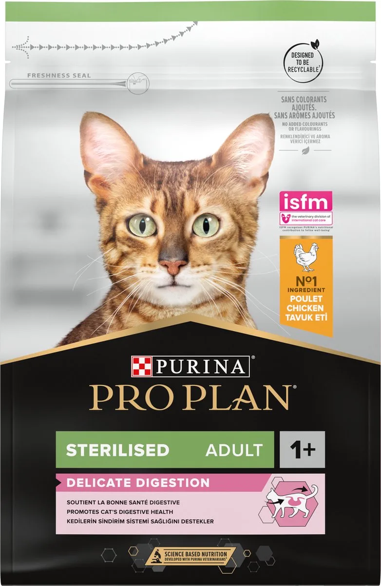 Sterilised Adult Delicate Digestion - Katten droogvoer - Kip - 3 kg de Purina Pro Plan – photo produit
