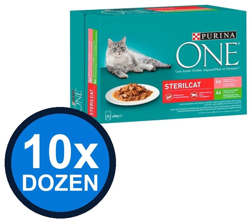 10x Purina One - Adult Sterilcat Zalm, Wortels, Kalkoen & Sperziebonen - Kattenvoer Natvoer - 8x85g by Purina ONE – product photo