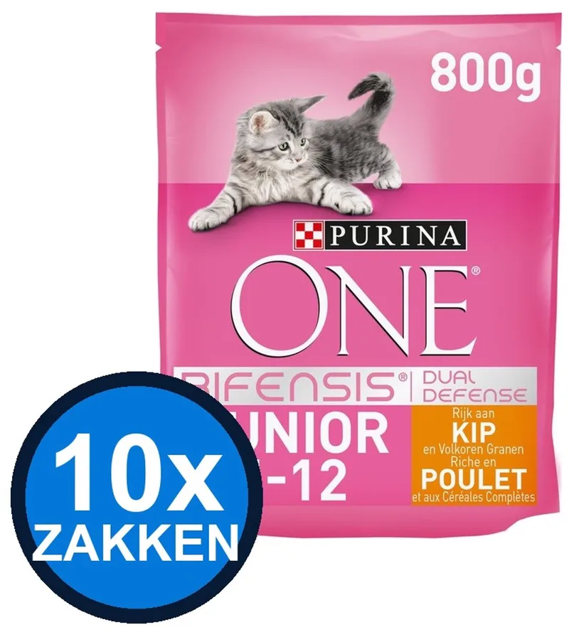 10x Purina One - Junior Kip - Kattenvoer Droogvoer - 800 g fra Purina ONE – produktbillede
