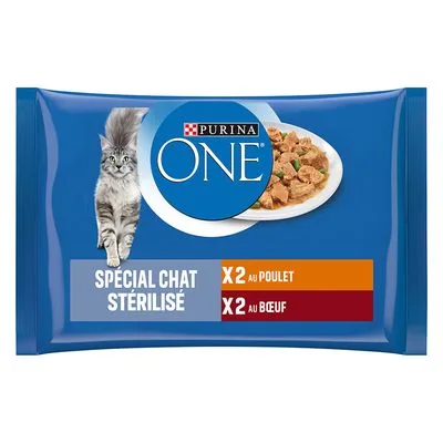 12x 85g Purina One Sterilcat Kip en Rund nat kattenvoer de Purina ONE – photo produit