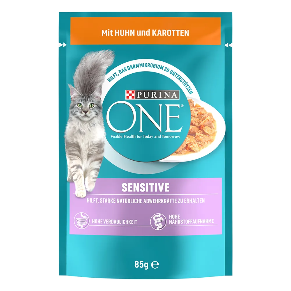 13 x 85 g Sensitive Kip & Wortels Purina ONE Kattenvoer de Purina ONE – photo produit