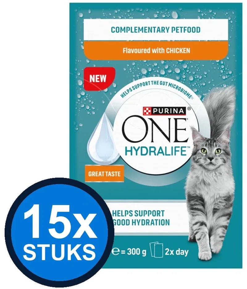 15x Purina One - Adult Hydralife Kip - Kattenvoer Natvoer - 6x50g van Purina ONE – productfoto