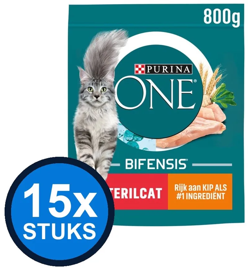 15x Purina One - Adult Sterilcat Kip & Tarwe - Kattenvoer Droogvoer - 800 g by Purina ONE – product photo