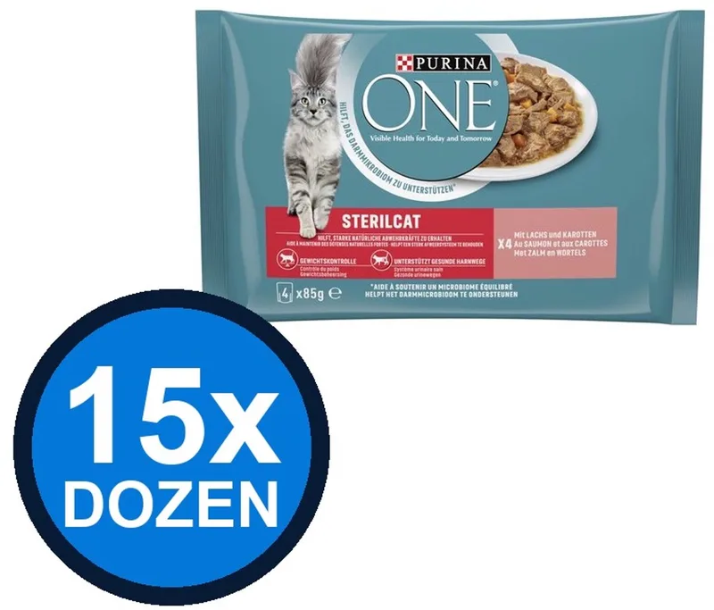15x Purina One - Adult Sterilcat Zalm & Wortel - Kattenvoer Natvoer - 4x85g by Purina ONE – product photo