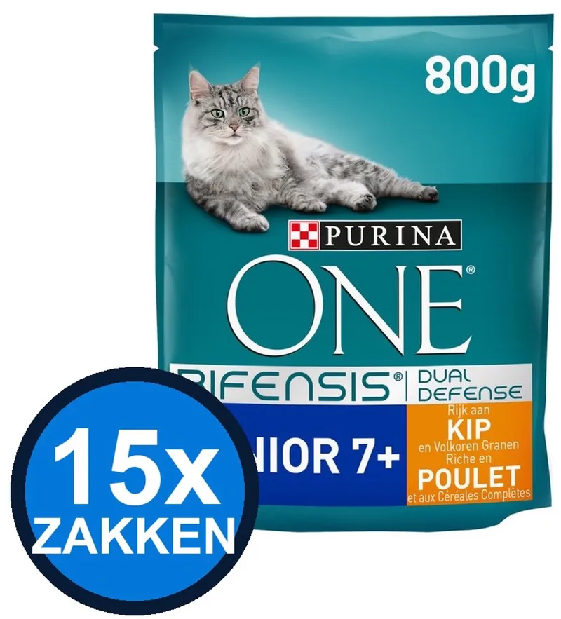 15x Purina One - Senior Kip - Kattenvoer Droogvoer - 800 g fra Purina ONE – produktbillede