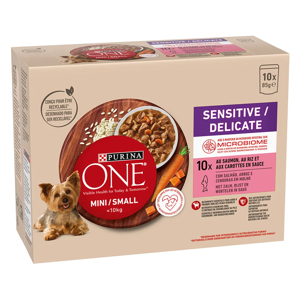 20 x 85 g PURINA ONE Mini Sensitive-Delicate Zalm hondenvoer nat by Purina ONE – product photo