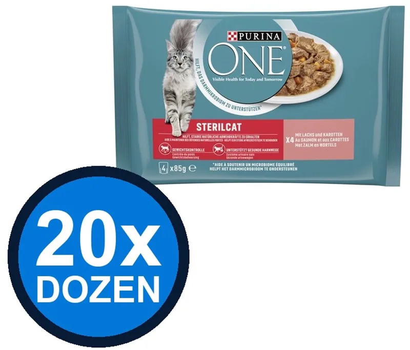 20x Purina One - Adult Sterilcat Zalm & Wortel - Kattenvoer Natvoer - 4x85g by Purina ONE – product photo