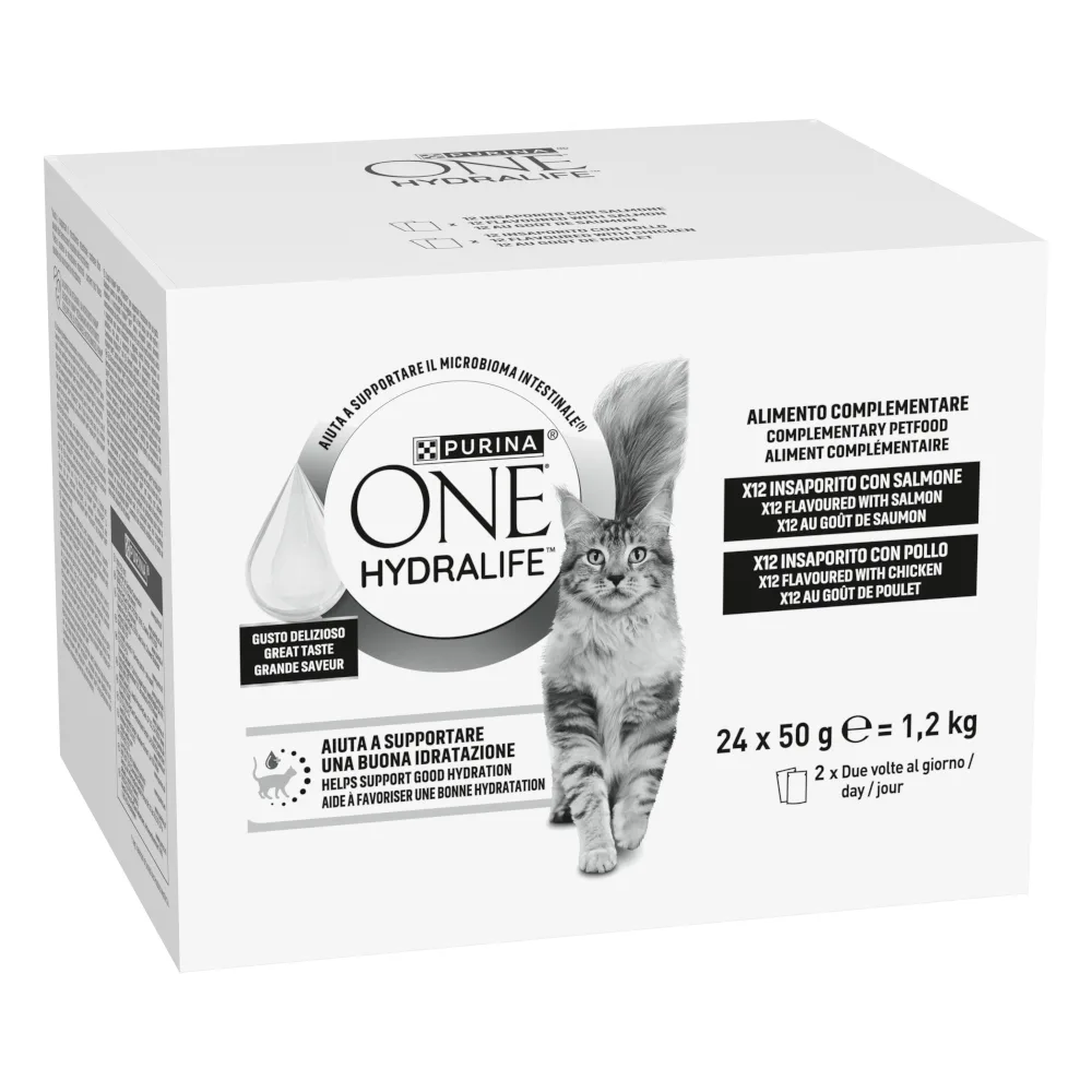 24x50g PURINA ONE Hydralife Katten-Liquid Mixpakket (2 soorten) Nat kattenvoer van Purina ONE – productfoto