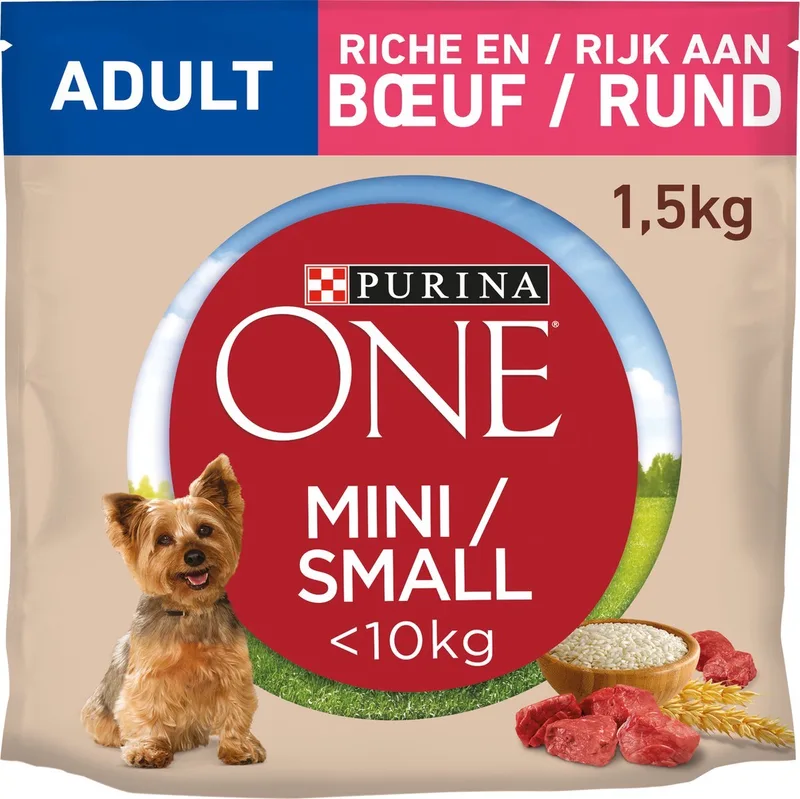 2x Purina One Adult Mini Small - hondenvoer - Rund - 1.5kg de Purina ONE – photo produit