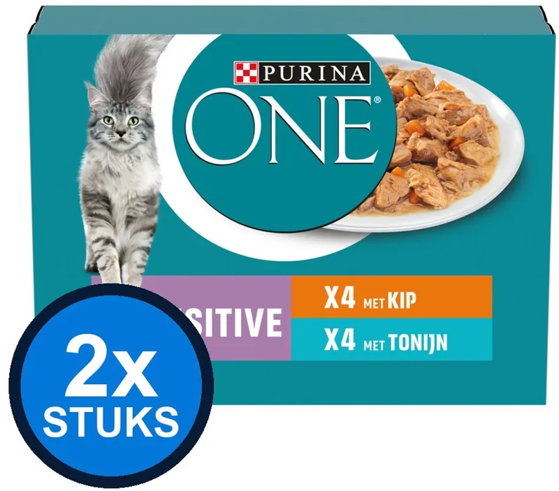 2x Purina One - Adult Sensitive Kip, Tonijn & Wortels - Kattenvoer Natvoer - 8x85g by Purina ONE – product photo