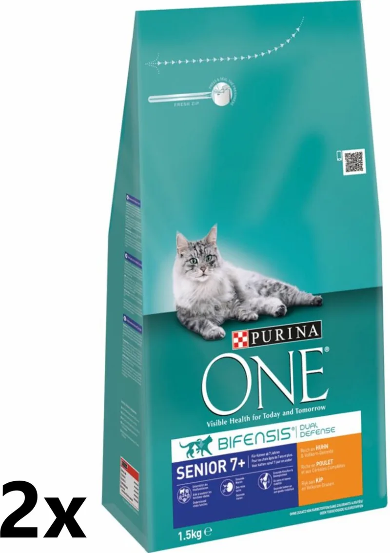 2x Purina One - Senior Kip & Verse Groenten - Kattenvoer Droogvoer - 1,5 kg de Purina ONE – photo produit