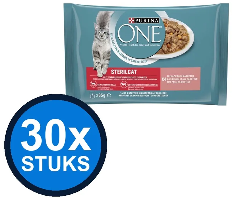 30x Purina One - Adult Sterilcat Zalm & Wortel - Kattenvoer Natvoer - 4x85g de Purina ONE – photo produit