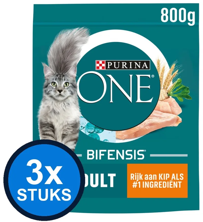 3x Purina One - Adult Kip - Kattenvoer Droogvoer - 800 g fra Purina ONE – produktbillede