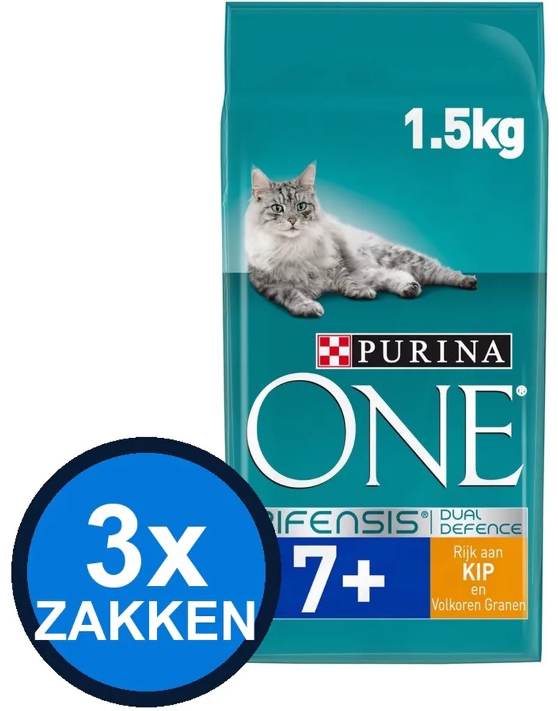 3x Purina One - Senior Kip & Verse Groenten - Kattenvoer Droogvoer - 1,5 kg de Purina ONE – photo produit