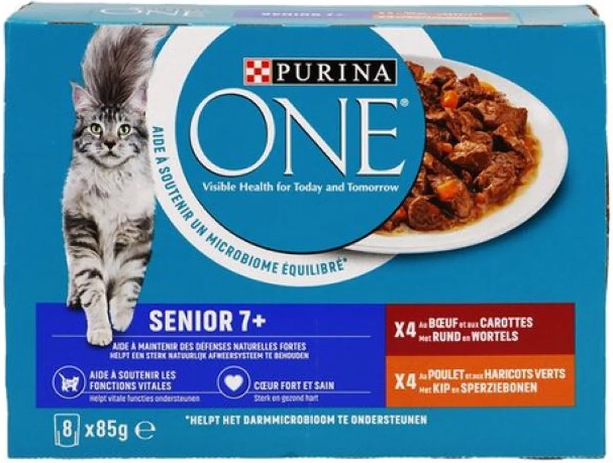4x Purina 7+ Fijne Malse Reepjes in Saus Kip - Rund 8 x 85 gr by Purina ONE – product photo