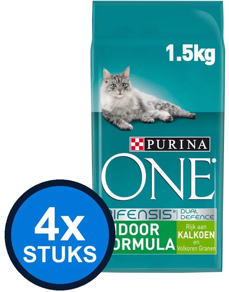 4x Purina One - Adult Indoor Kalkoen - Kattenvoer Droogvoer - 1,5 kg by Purina ONE – product photo