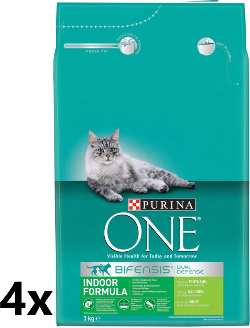 4x Purina One - Adult Indoor Kalkoen - Kattenvoer Droogvoer - 3 kg by Purina ONE – product photo