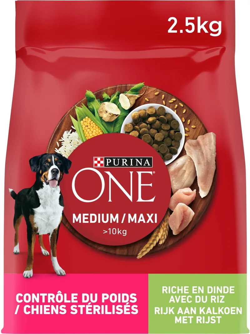 4x Purina One Medium Maxi Weight Control Honden droogvoer - 2500g de Purina ONE – photo produit