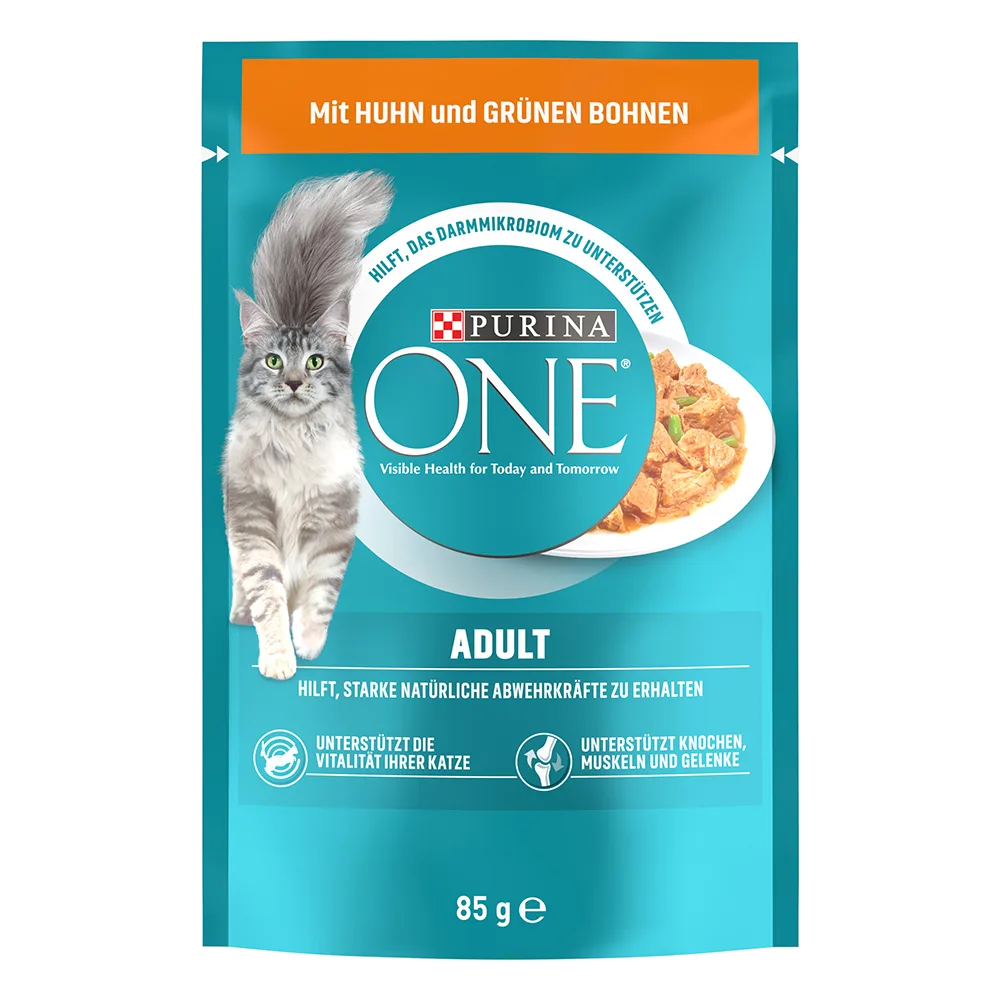 52x85g Adult Kip & Sperziebonen Purina ONE Kattenvoer de Purina ONE – photo produit
