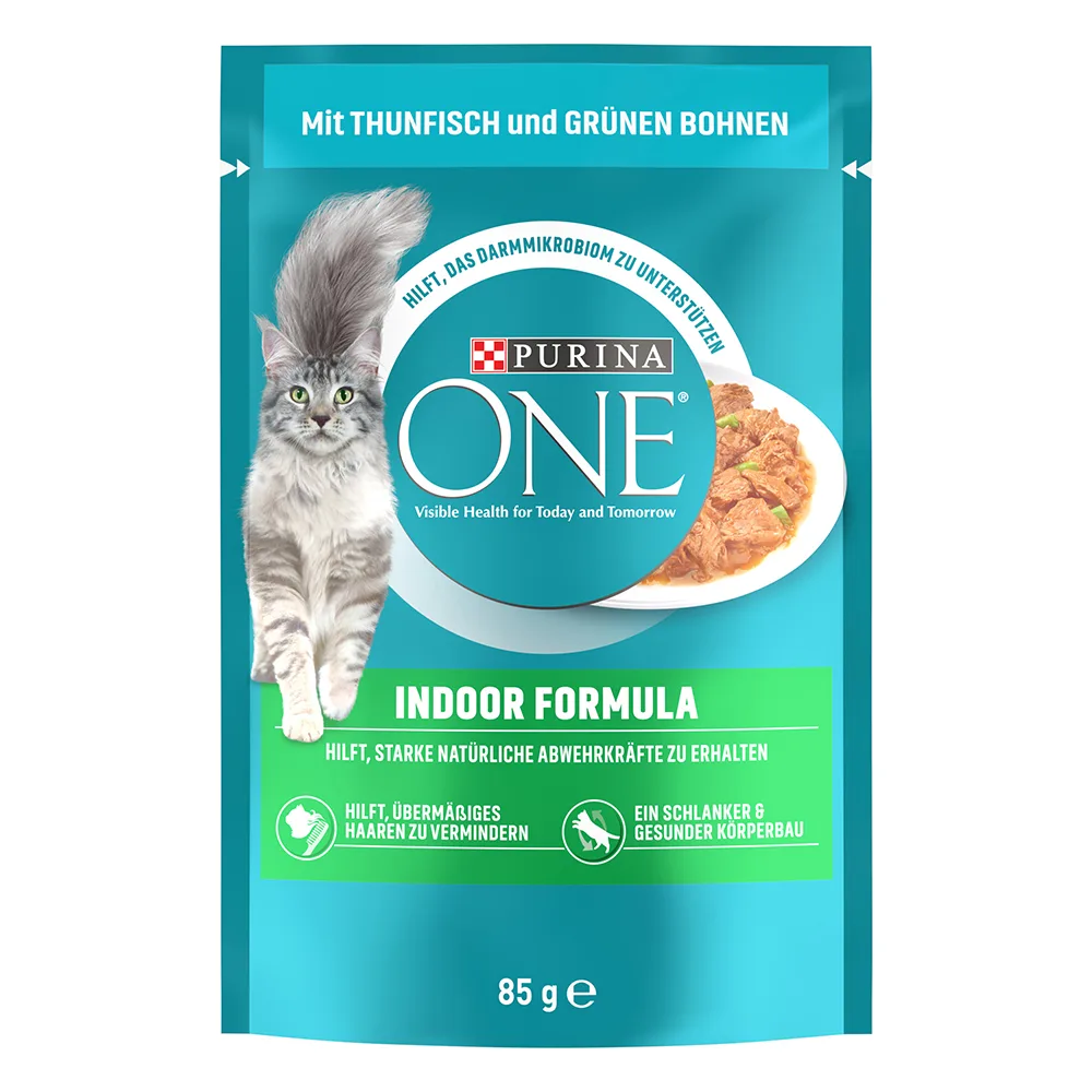 52x85g Indoor Formule Tonijn & Groene Bonen Purina ONE Kattenvoer van Purina ONE – productfoto