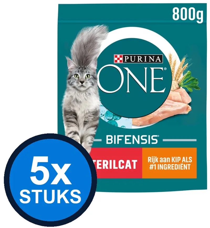 5x Purina One - Adult Sterilcat Kip & Tarwe - Kattenvoer Droogvoer - 800 g by Purina ONE – product photo