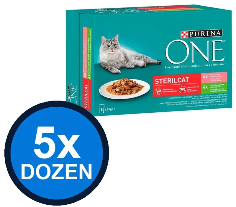 5x Purina One - Adult Sterilcat Zalm, Wortels, Kalkoen & Sperziebonen - Kattenvoer Natvoer - 8x85g van Purina ONE – productfoto