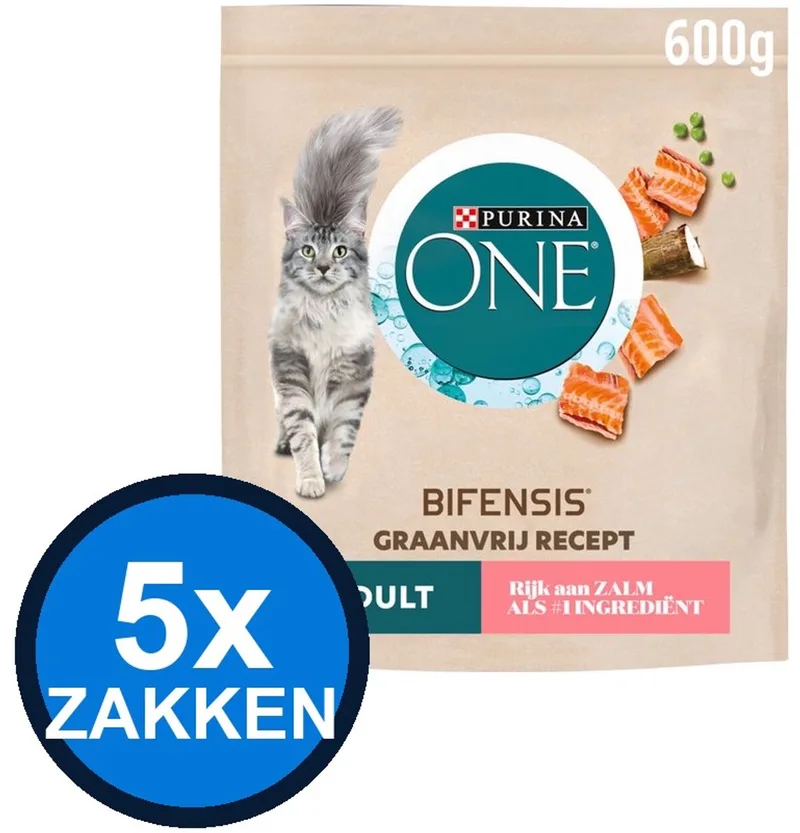 5x Purina One - Adult Zalm Graanvrij - Kattenvoer Droogvoer - 600 g by Purina ONE – product photo