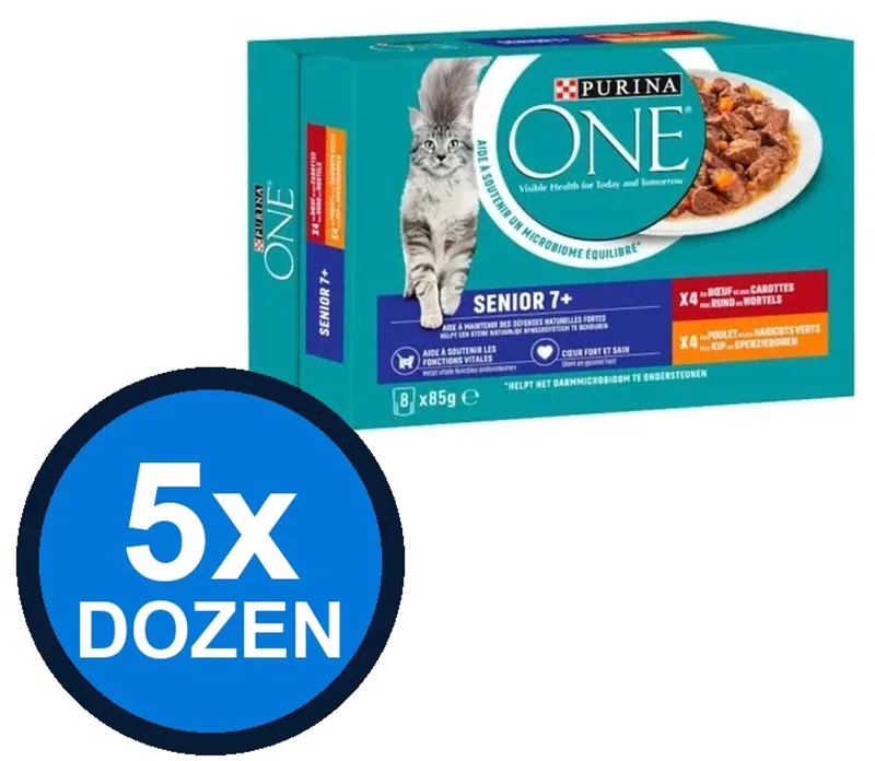 5x Purina One - Senior Rund & Kip - Kattenvoer Natvoer - 8x85g fra Purina ONE – produktbillede