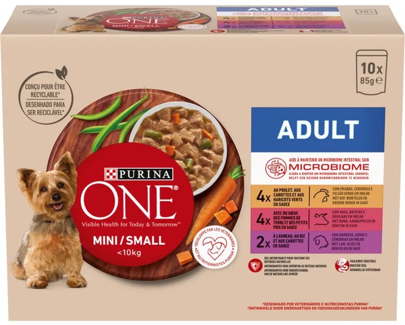 6x purina one dog natvoer adult rund, kip en lam 10x 85g by Purina ONE – product photo