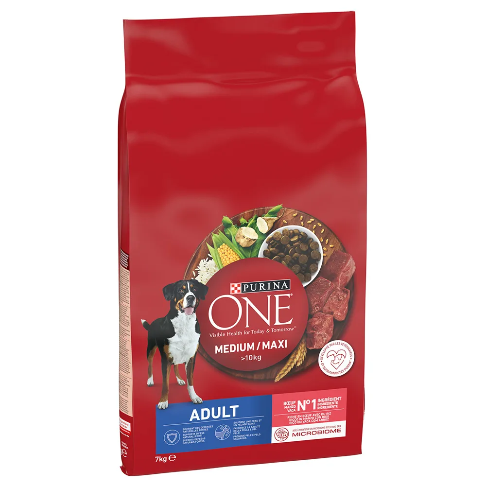7kg Medium/Maxi Adult Rund & Rijst Purina ONE Hondenvoer van Purina ONE – productfoto