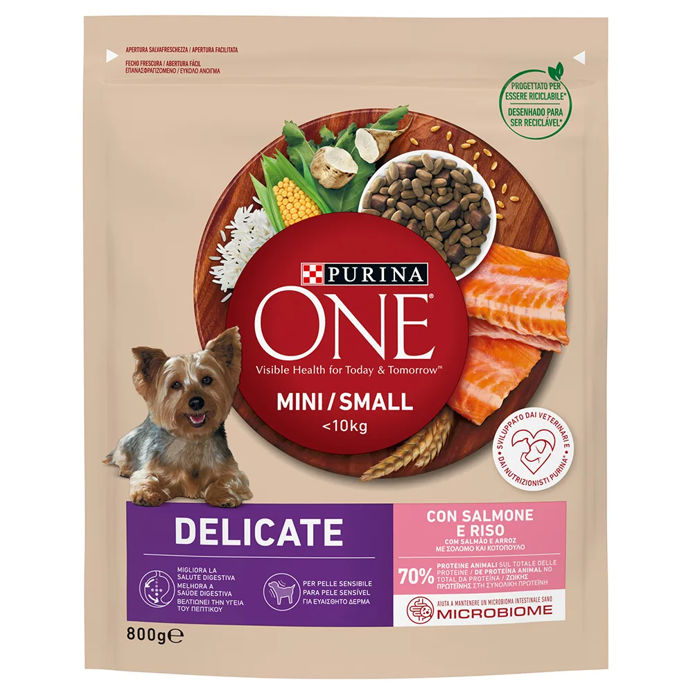 800g Purina ONE Mini Delicate Zalm & Rijst Hondenvoer Droog by Purina ONE – product photo