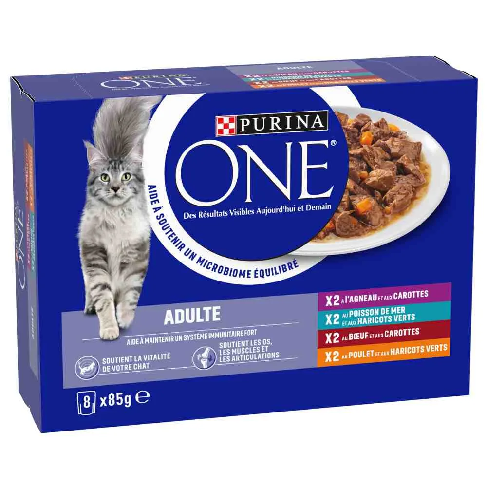 8x 85g Purina ONE ADULT Mix (4 soorten) nat kattenvoer by Purina ONE – product photo
