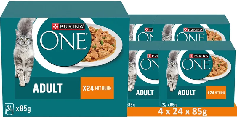 Adult Cat Food Multipack with Chicken and Green Beans (4 x 24 x 85g) de Purina ONE – photo produit