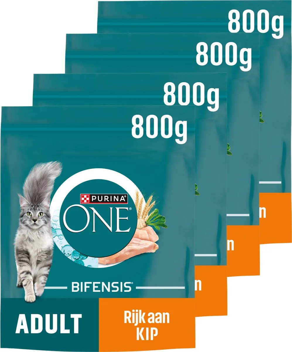 Adult - Kattenbrokjes - Kip & Volkoren Granen - 4 x 800 g de Purina ONE – photo produit