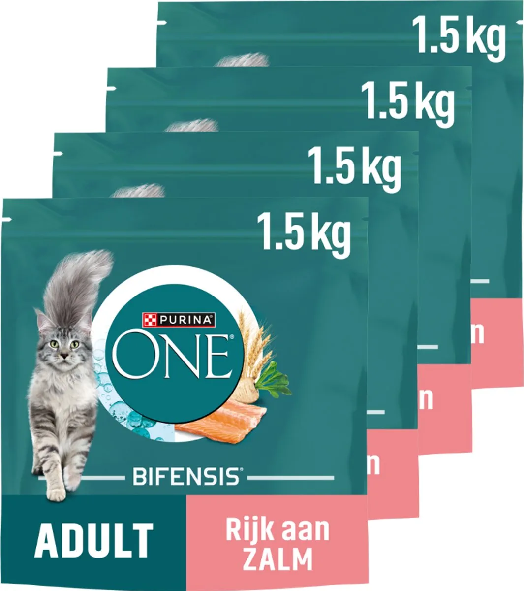 Adult - Kattenbrokjes - Zalm & Volkoren Granen - 4 x 1.5 kg by Purina ONE – product photo