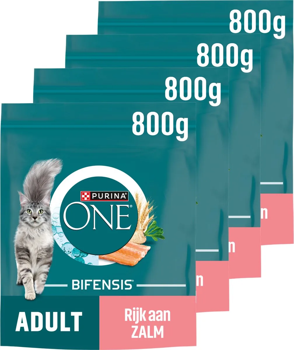 Adult - Kattenbrokjes - Zalm & Volkoren Granen - 4 x 800 g de Purina ONE – photo produit