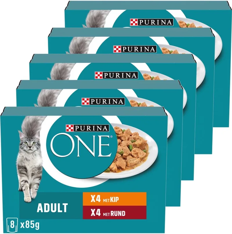 Adult - Kattenvoer Natvoer - Kip & Rund - 40 x 85 g fra Purina ONE – produktbillede
