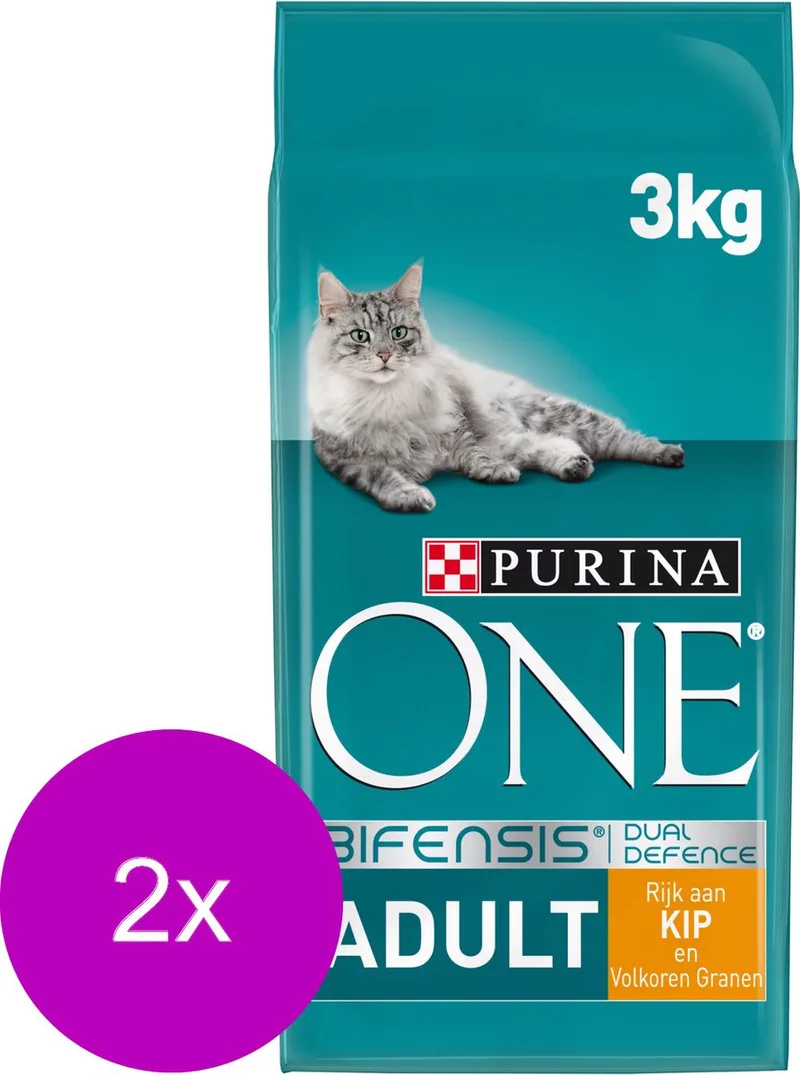 Adult Kip&Granen - Kattenvoer - 2 x 3 kg de Purina ONE – photo produit