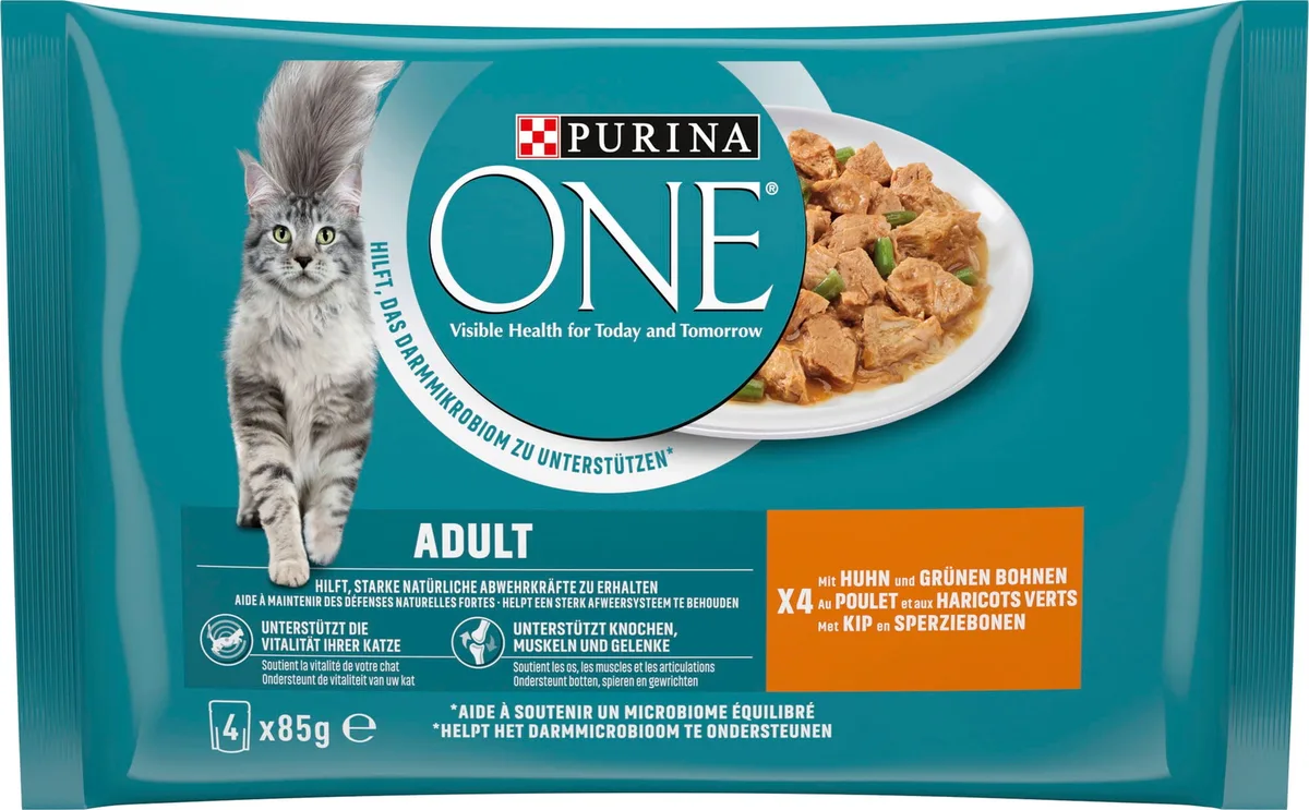 Adult mit Huhn und grüne Bohnen 4x85g - 340 g by Purina ONE – product photo